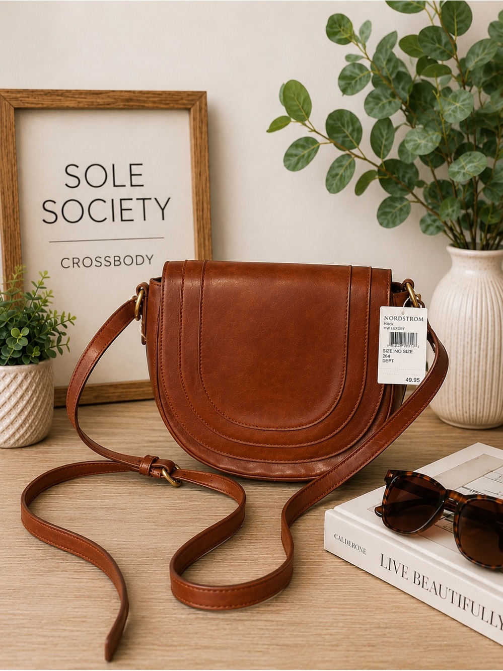 🤎 Sole Society Brown Crossbody Bag | Saddle Purse | Everyday Handbag